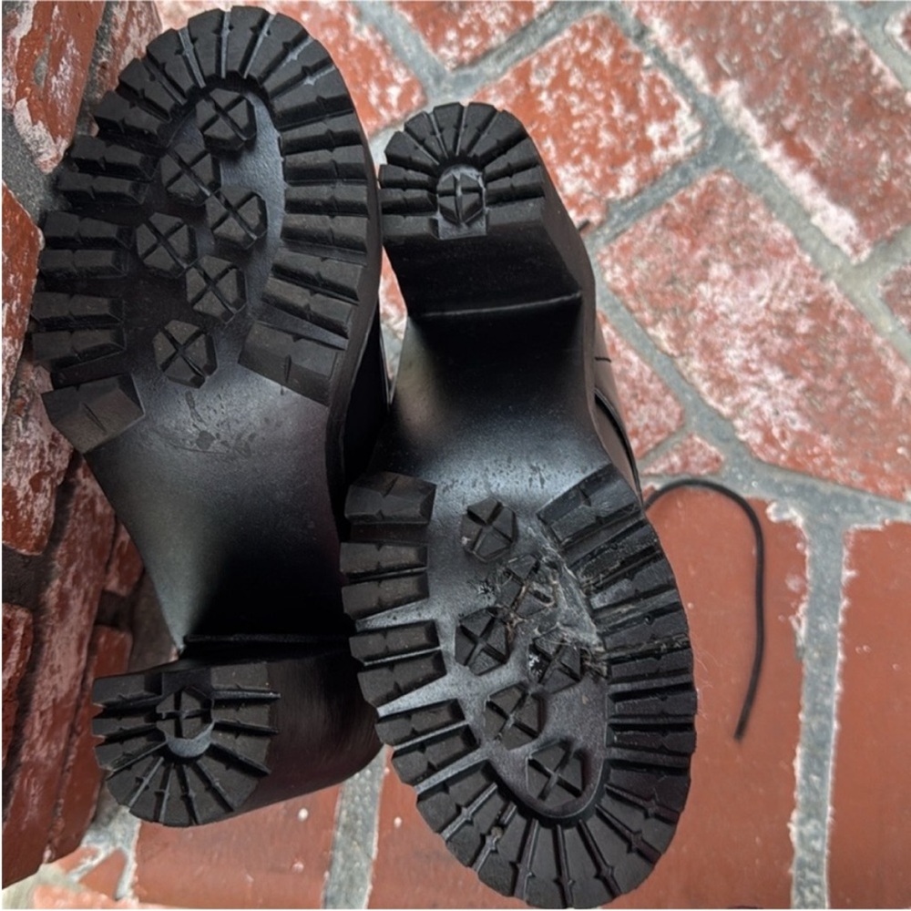 Madden Girl Black Lace-Up Chunky Heel Boots - Picture 3 of 5